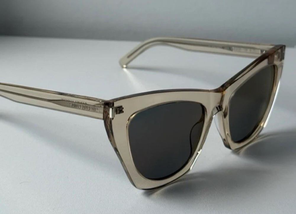 SAINT LAURENT KATE SL214 023 55 20-145 L CAT EYE SUNGLASSES IN NUDE MIRROR
